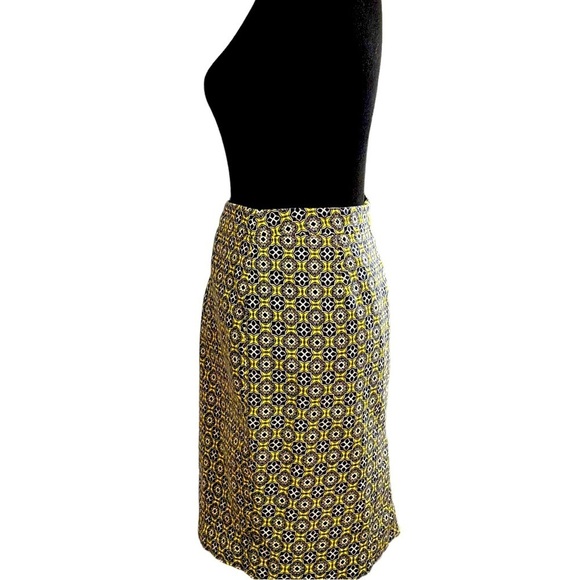 J. CREW The Pencil Basketweave Straight Cotton Lined Skirt Geometric Print Sz 12 - Picture 2 of 11